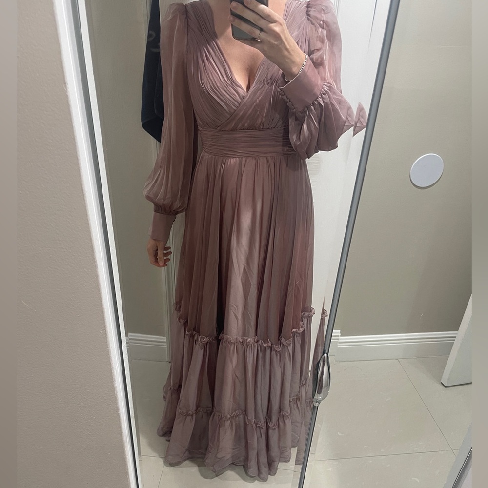 Mac Duggal Faux Wrap Long Sleeve
Tiered Gown - Picture 7 of 9